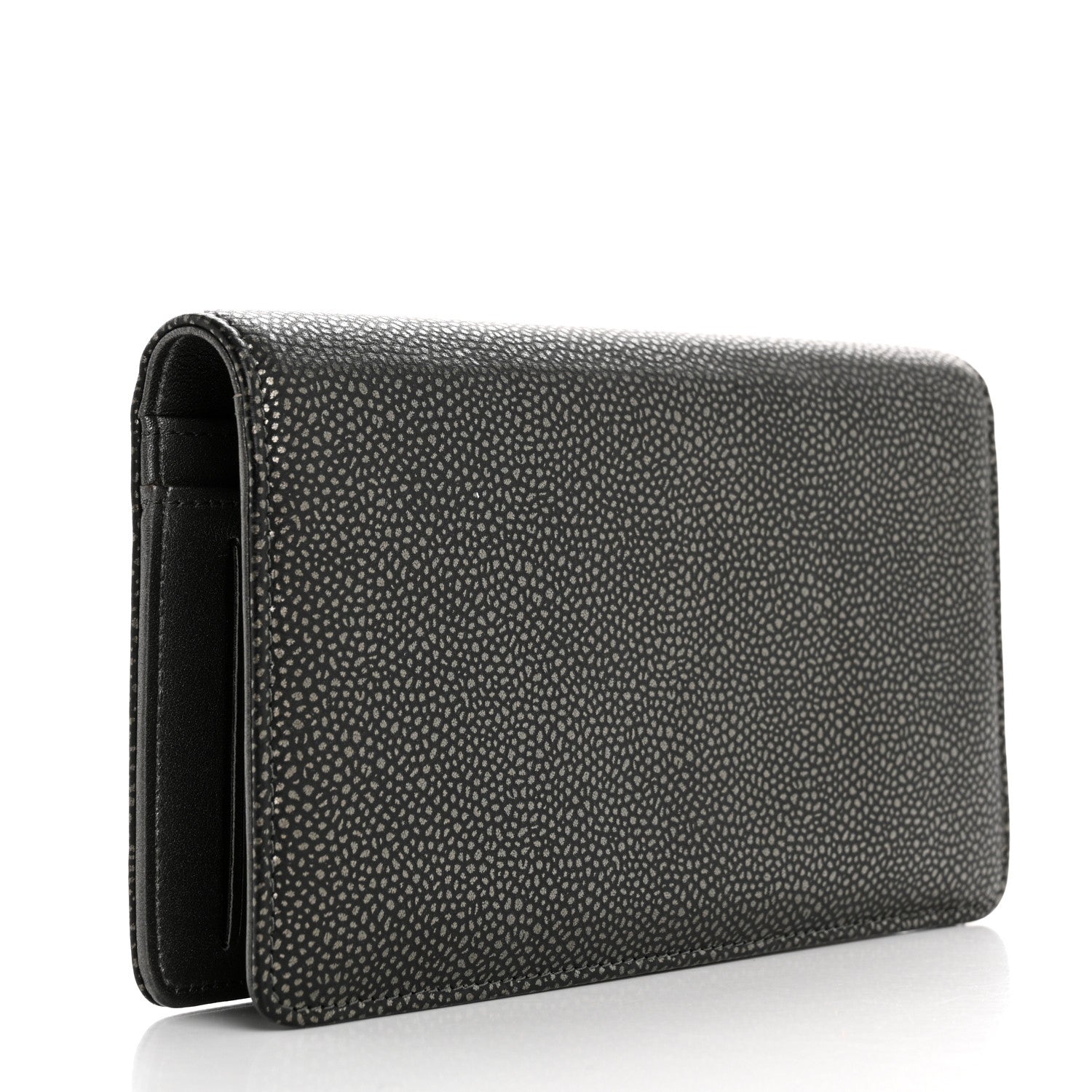 Chanel Metallic Caviar Timeless CC Yen Wallet Dark Silver 3 of 9