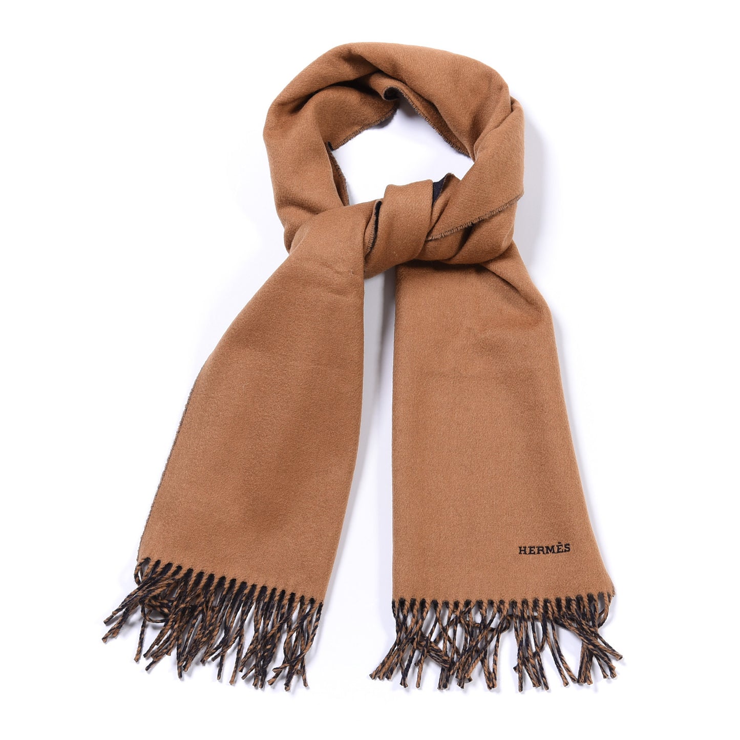 Cashmere Fringe Double Face Scarf Marine Bronze