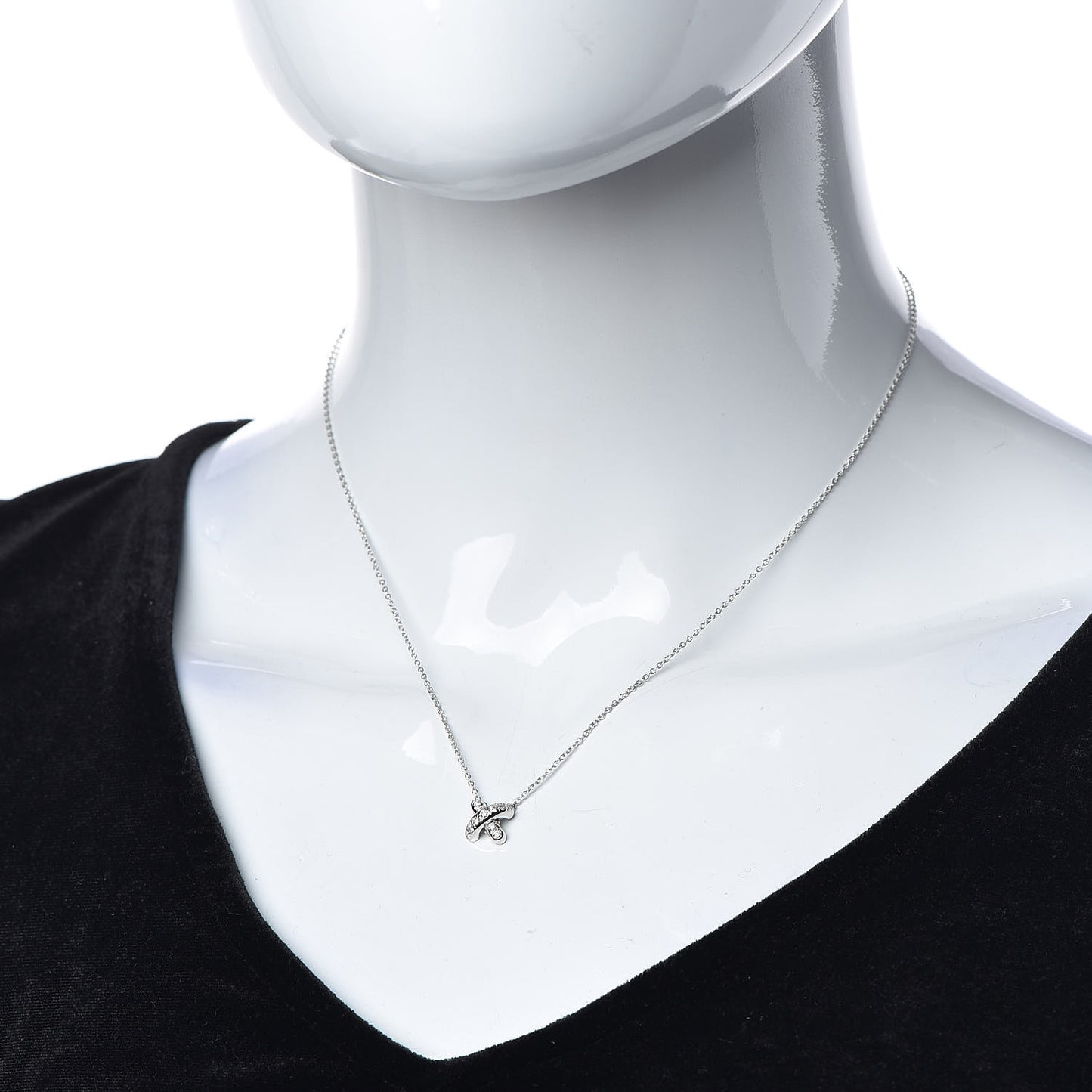 Platinum Diamond Cross Stitch Pendant Necklace