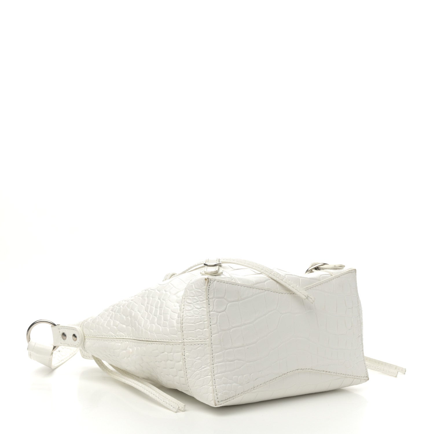 Balenciaga Extra Supple Calfskin Crocodile Embossed Neo Classic Hardware Hobo XS White 4 of 10