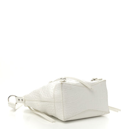 Balenciaga Extra Supple Calfskin Crocodile Embossed Neo Classic Hardware Hobo XS White 4 of 10
