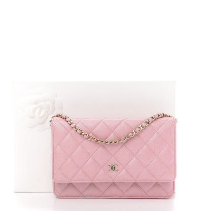 Chanel Iridescent Caviar Quilted Wallet on Chain WOC Pink 13 of 13
