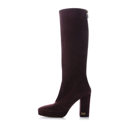 Christian Dior Suede D-rise Platform Boots 39 Burgundy 1 of 8