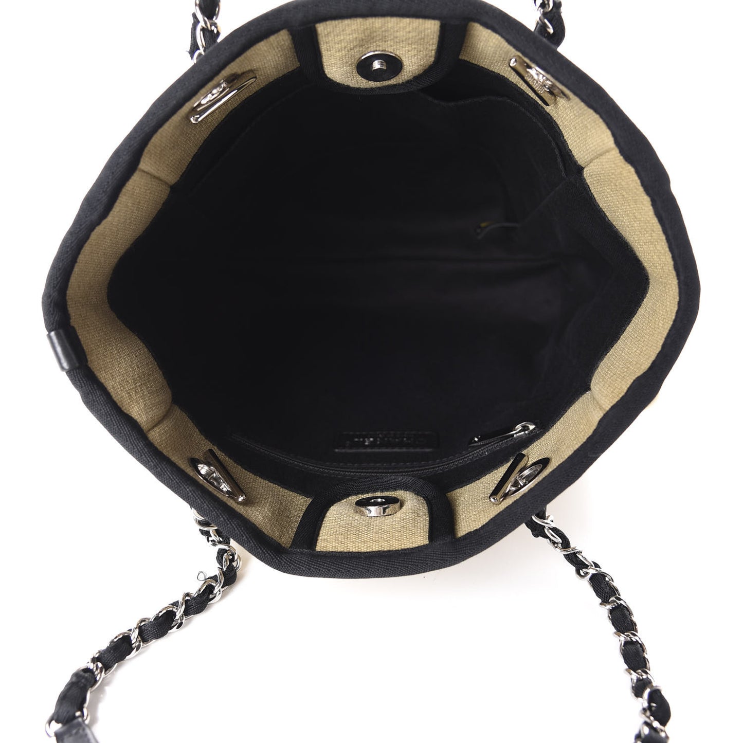 Canvas Mini Deauville Tote Beige Black