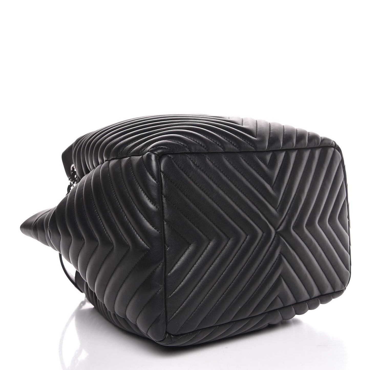 Calfskin Chevron Large Urban Spirit Drawstring Bag Black