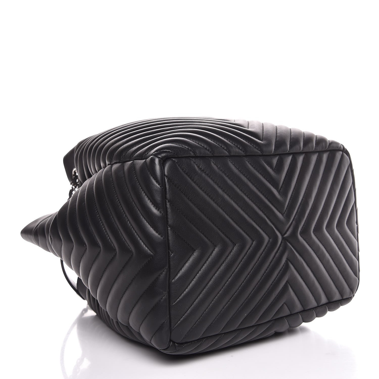 Chanel Calfskin Chevron Large Urban Spirit Drawstring Bag Black 4 of 8