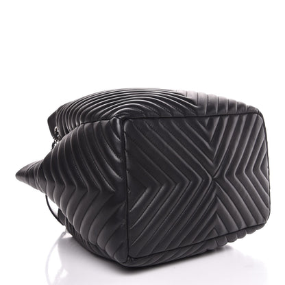 Chanel Calfskin Chevron Large Urban Spirit Drawstring Bag Black 4 of 8