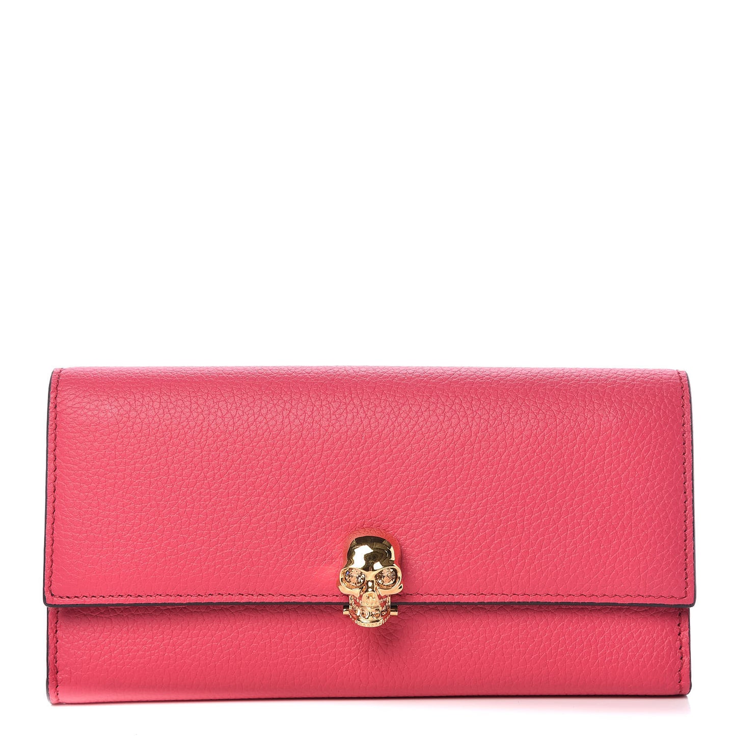 Calfskin Skull Continental Wallet Pink
