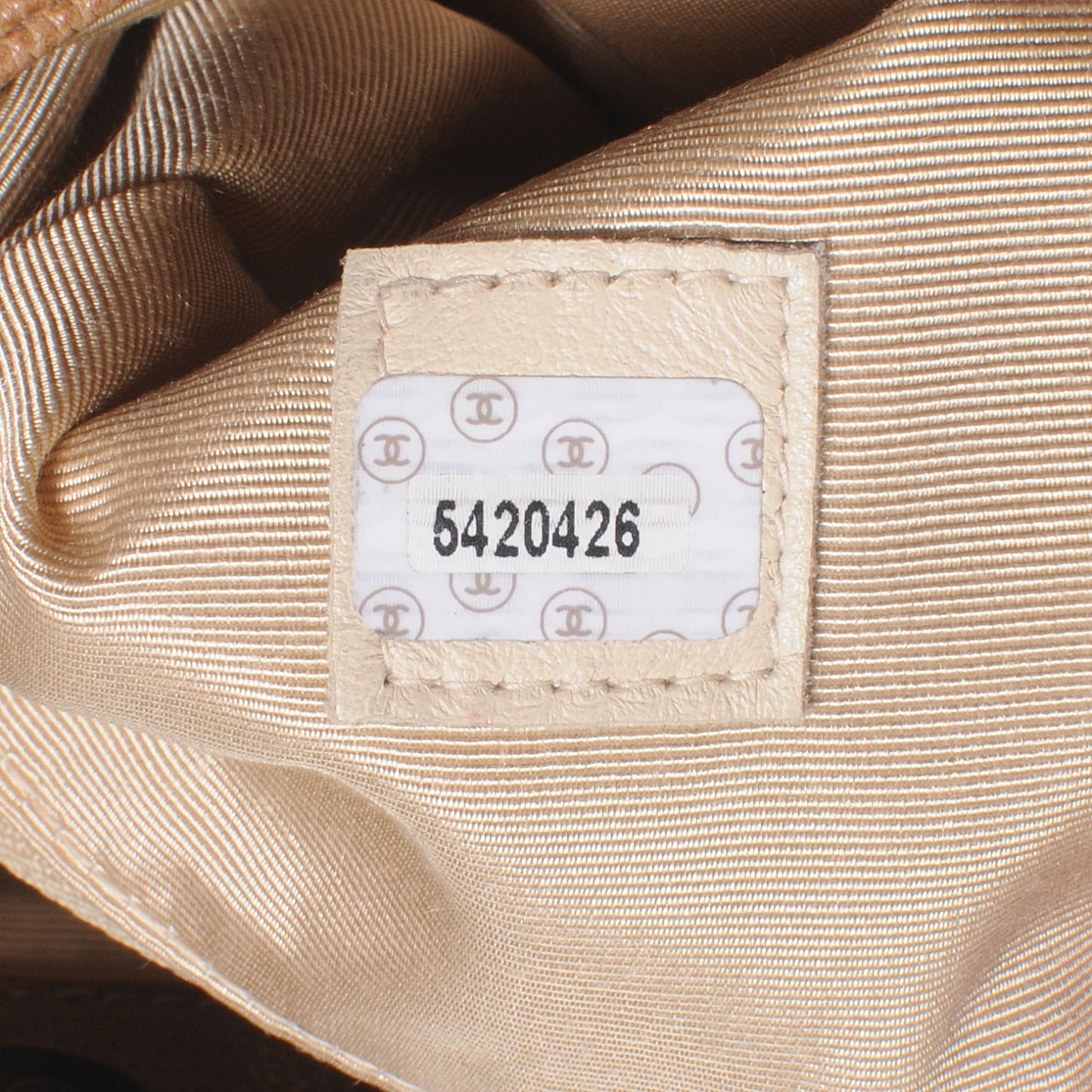 Calfskin CC Shoulder Bag Dark Beige