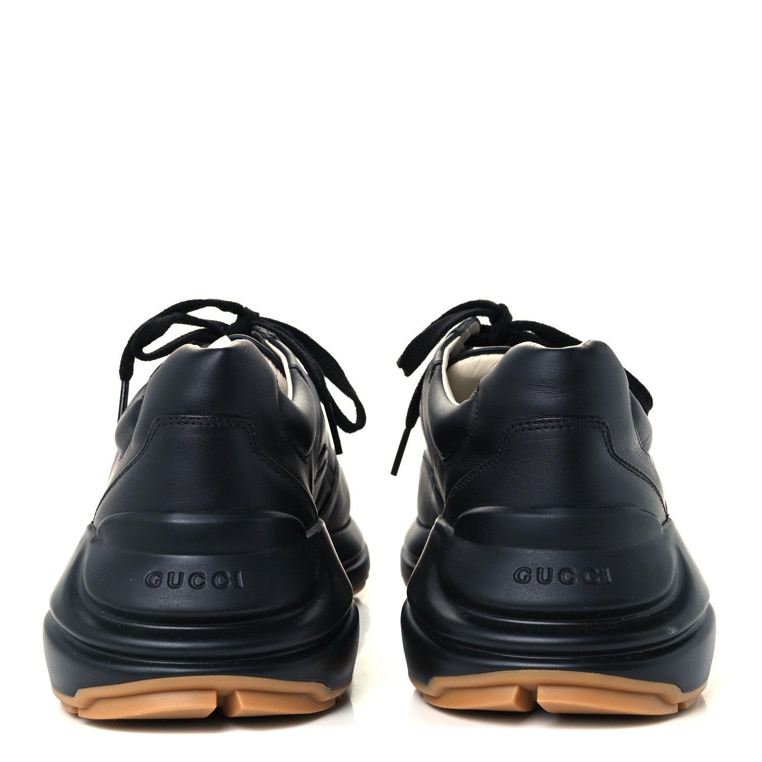 Gucci Calfskin Iridescent Logo Mens Rhyton Sneakers 7.5 Black 6 of 10