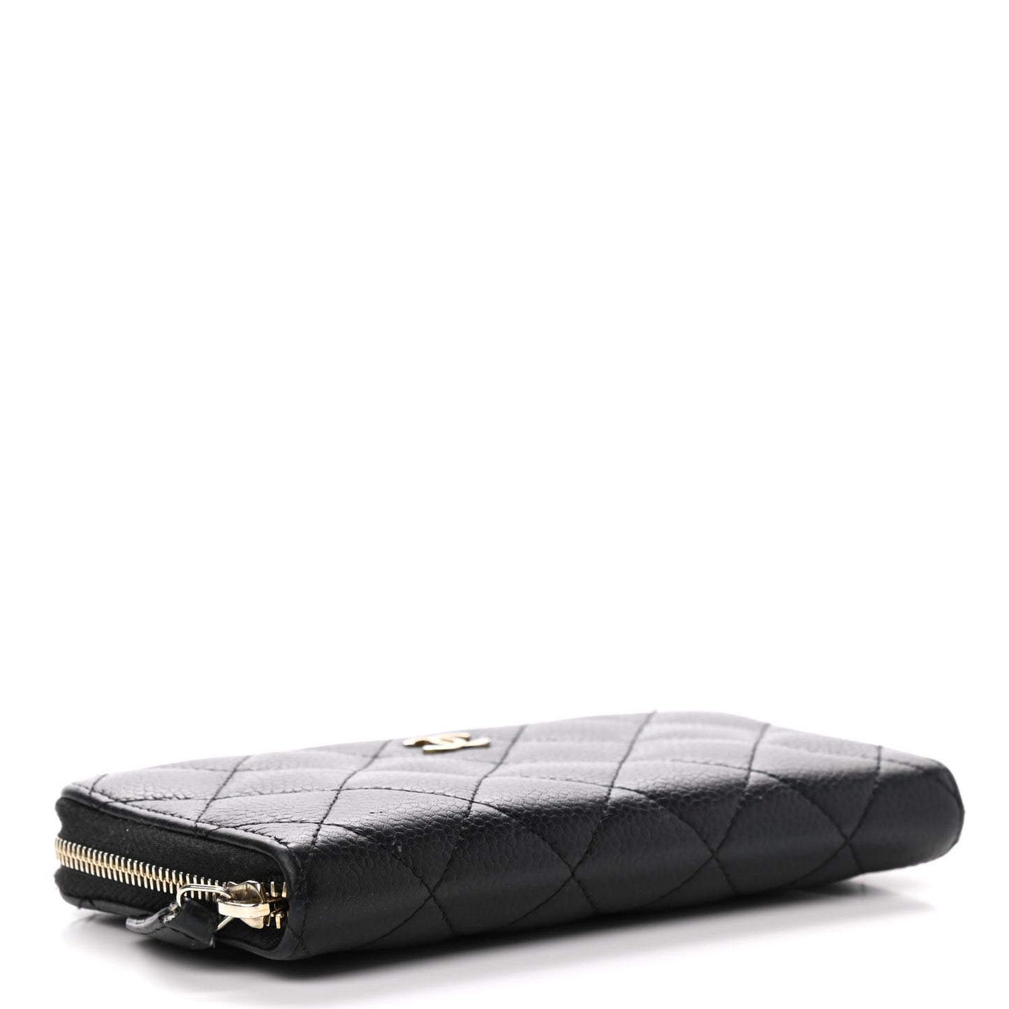 Caviar Quilted Medium Zip Around Wallet Black