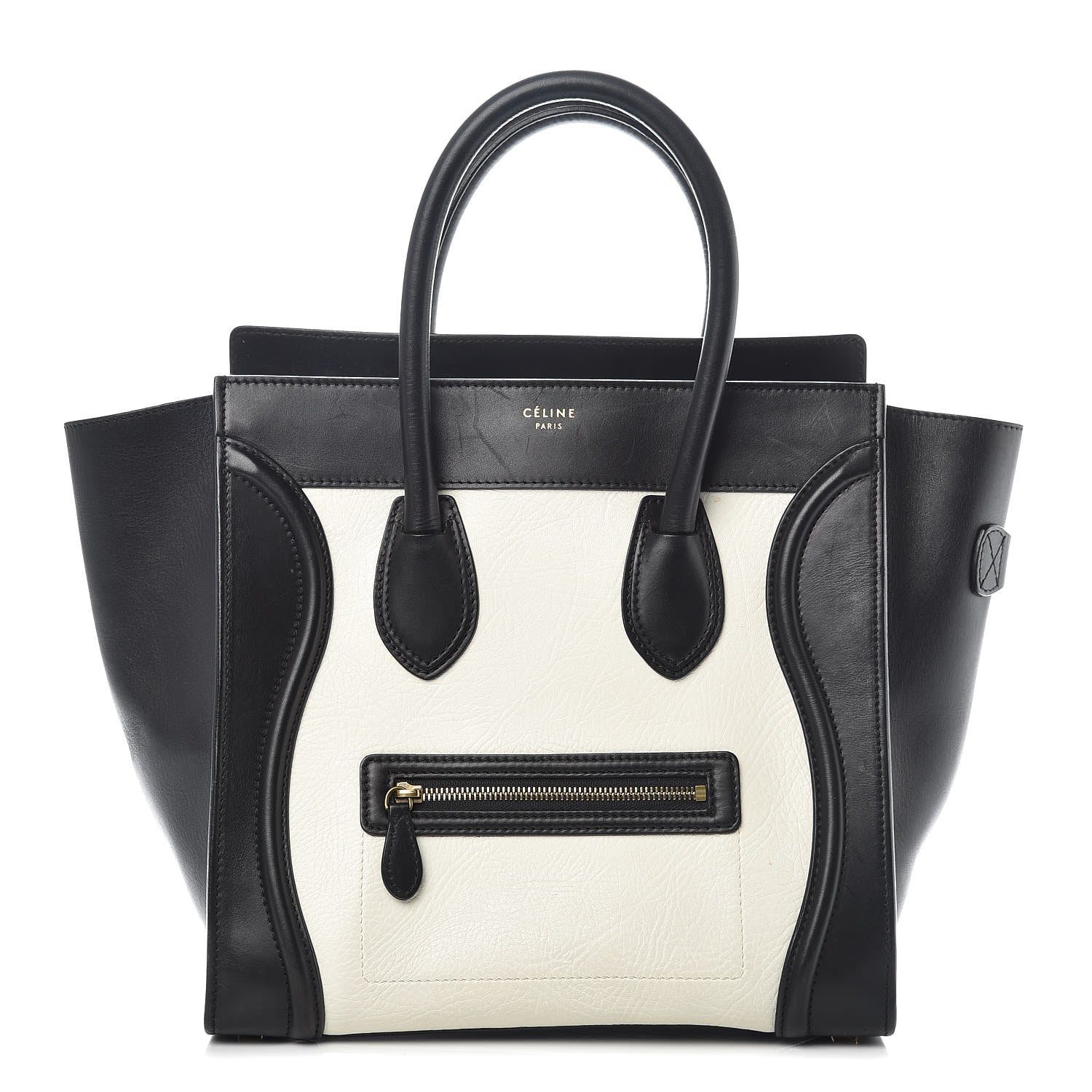 Celine Smooth Calfskin Shrunken Lambskin Mini Bi-Color Luggage Black White 1 of 14