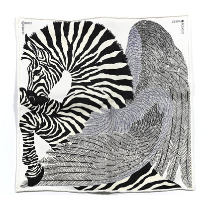 Hermes Silk Zebra Pegasus Nano Scarf 20 Black White 1 of 5