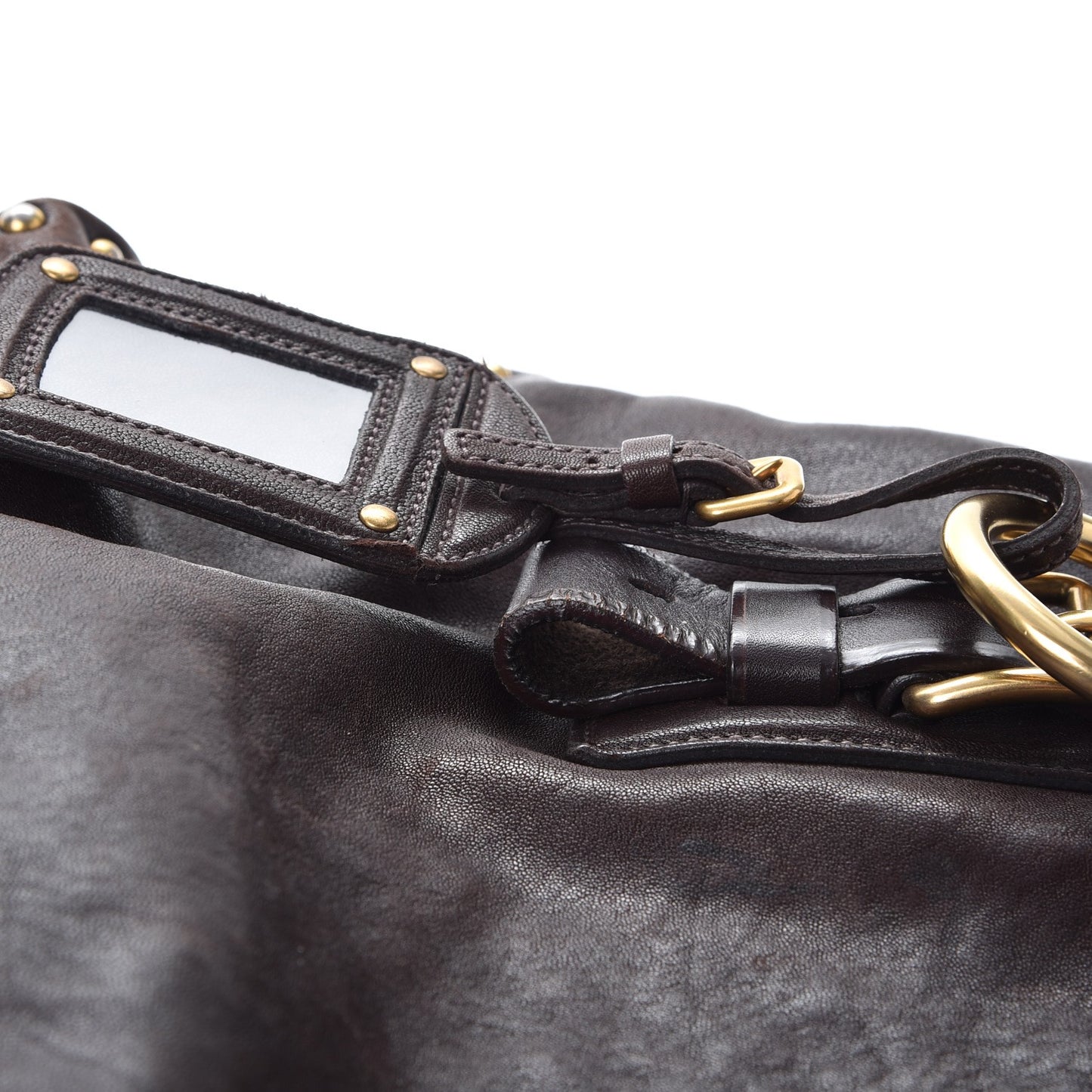 Nappa Studded Aviator Shopping Tote Caffe