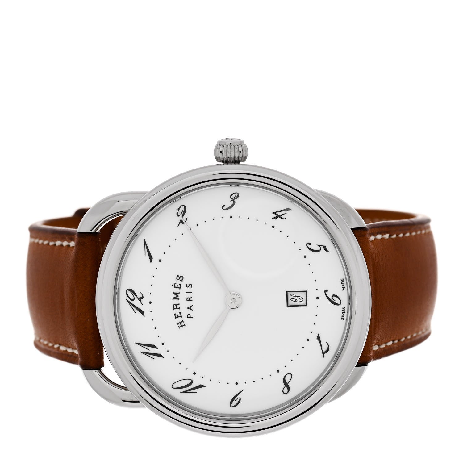 Hermes Stainless Steel Barenia 40mm Arceau Quartz Watch Fauve 2 of 5