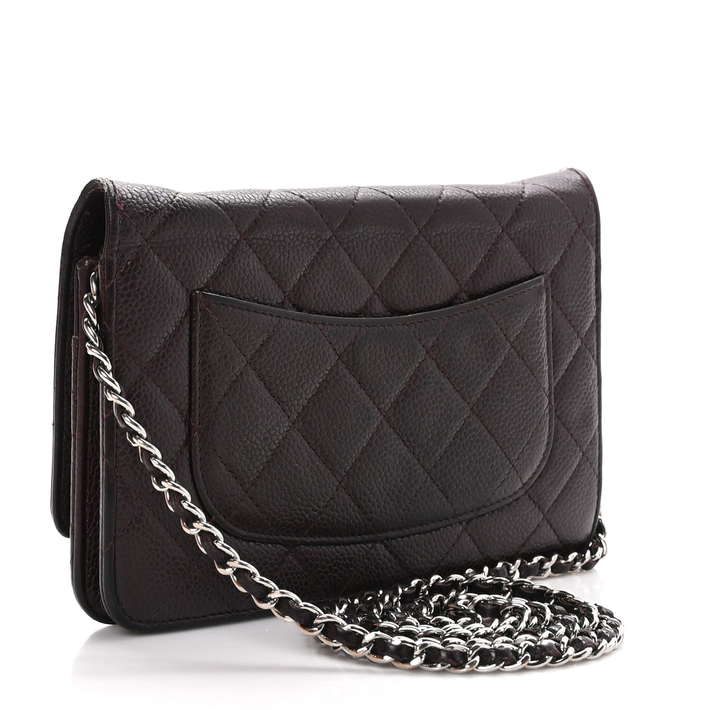 Caviar Quilted Wallet on Chain WOC Burgundy