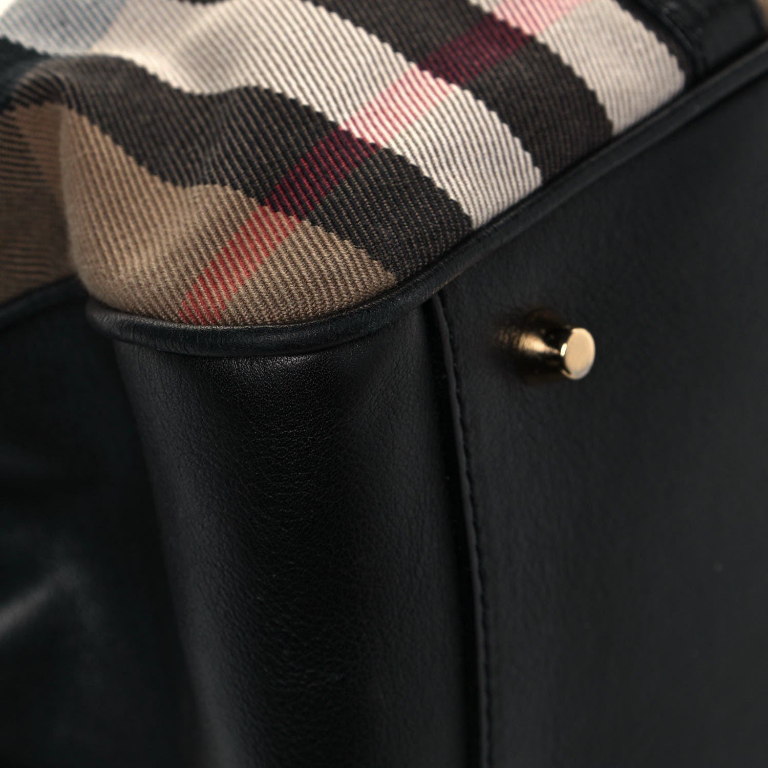 Burberry Derby Calfskin House Check Milverton Satchel Black 11 of 14
