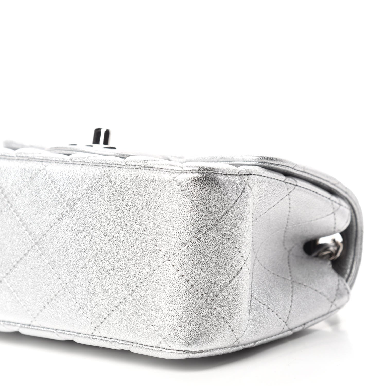 Chanel Metallic Lambskin Quilted Mini Square Flap Silver 7 of 11