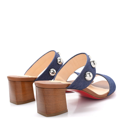 Christian Louboutin Denim Studded Simple Billie 55 Sandal 36.5 Blue 5 of 9