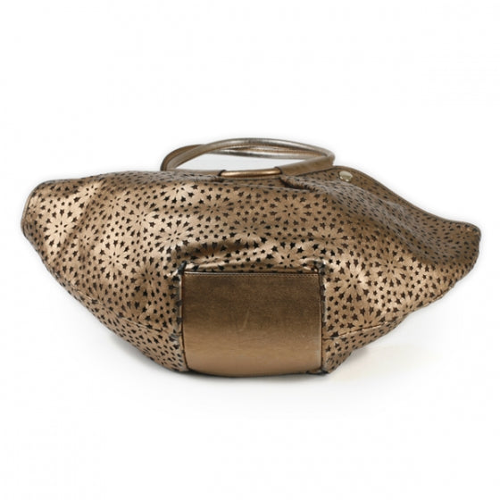 Perforated Leather Star Tote Bronze