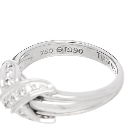 Tiffany 18K White Gold Diamond Signature X Ring 56 7.5 4 of 5
