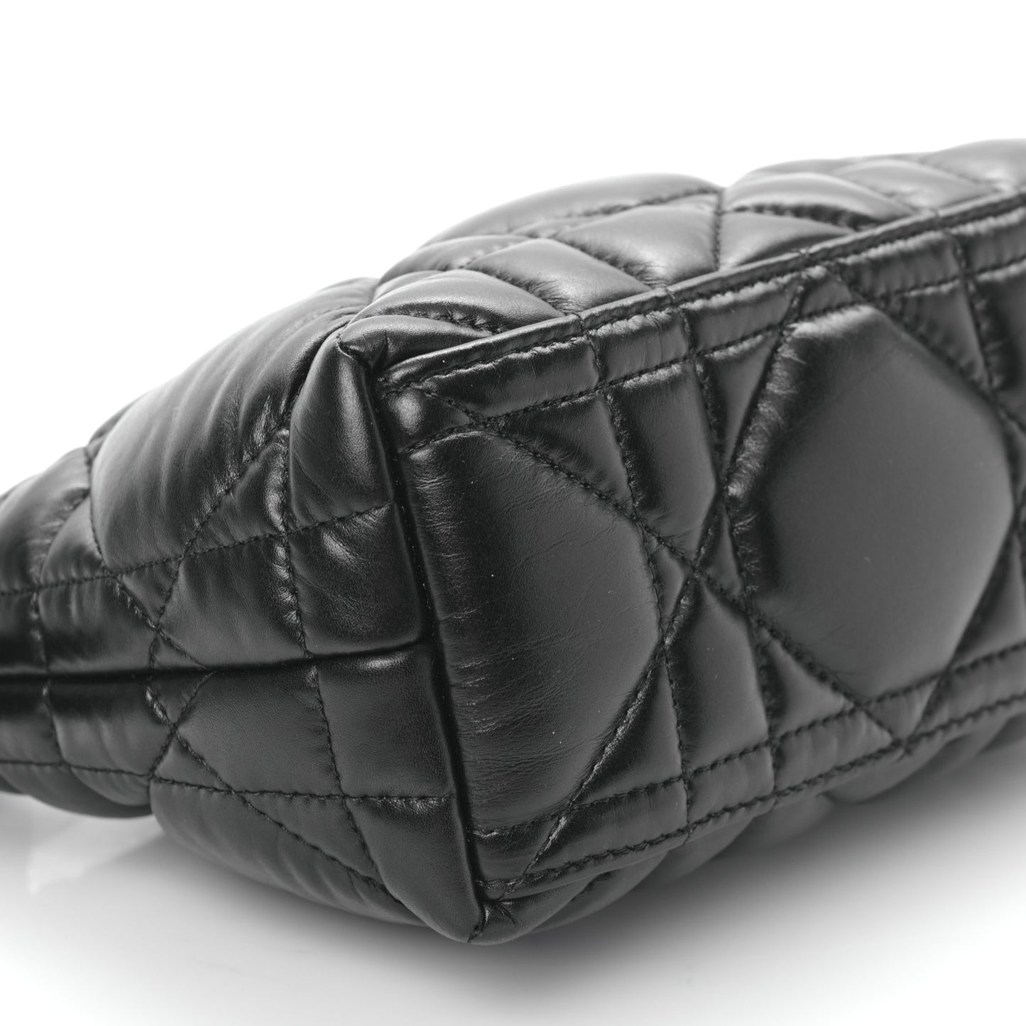 Calfskin Macrocannage Small Diortravel Nomad Pouch Black