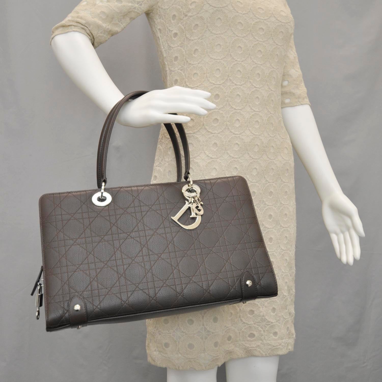 Christian Dior Calfskin Cannage Stitched Large East West Lady Dior Brown 2 of 9