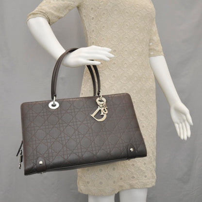 Christian Dior Calfskin Cannage Stitched Large East West Lady Dior Brown 2 of 9