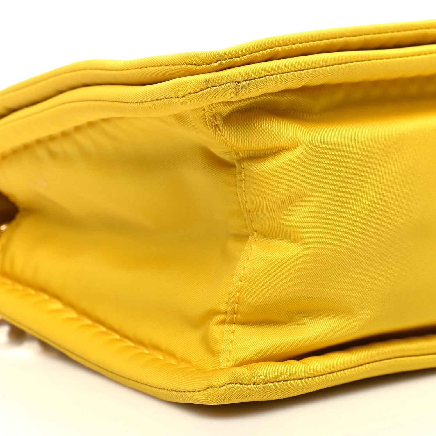 Prada Tessuto Nylon Chain Flap Shoulder Bag Giallo 8 of 11