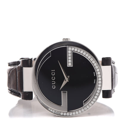 Gucci Stainless Steel Alligator Diamond 37mm Interlocking G Quartz Watch Black 3 of 7