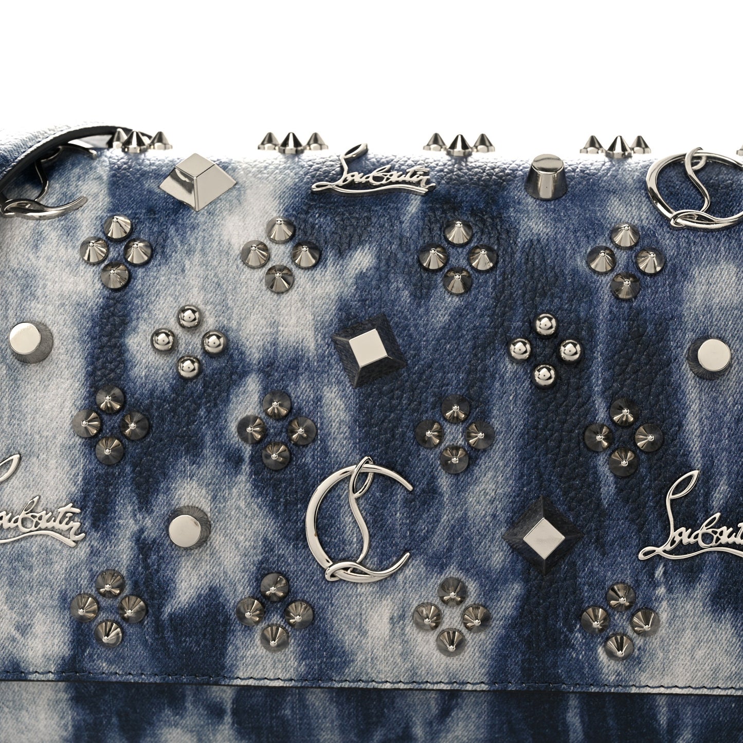 Calfskin Printed Punk Spikes Paloma Clutch Multicolor