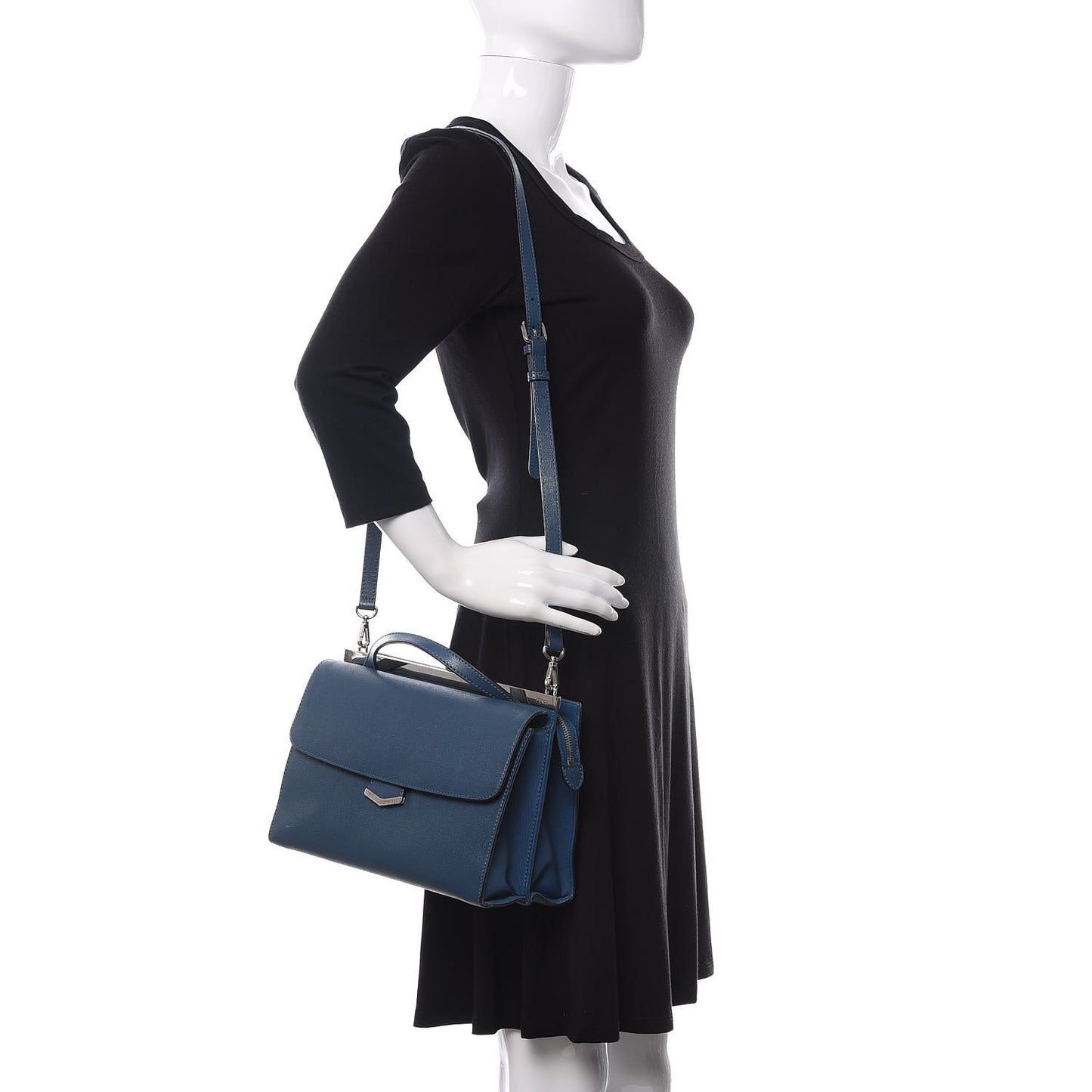 Vitello Elite Flamingo Demi Jour Shoulder Bag Blue
