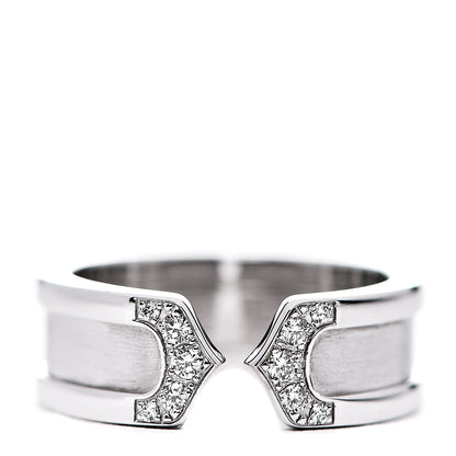 Cartier 18K White Gold Diamond 6.5mm Logo De Ring 49 4.75 1 of 6