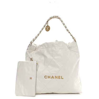 Chanel Shiny Calfskin Quilted Small Chanel 22 White 3 of 11
