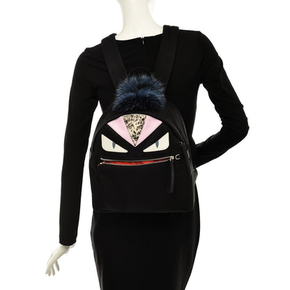 Fendi Nylon Vitello Fox Goat Fur Monster Eyes Mini Backpack Black Multicolor Sky 2 of 14