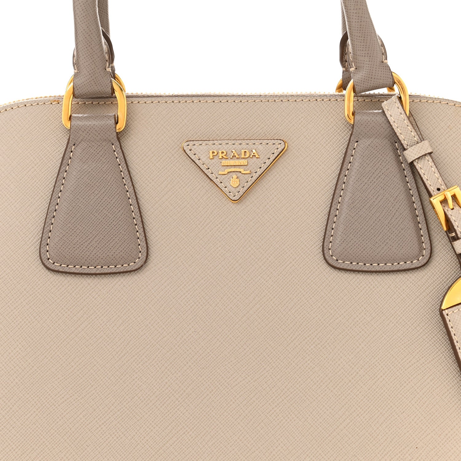 Prada Saffiano Lux Bi-Color Promenade Dome Tote Pomice Argilla 8 of 14