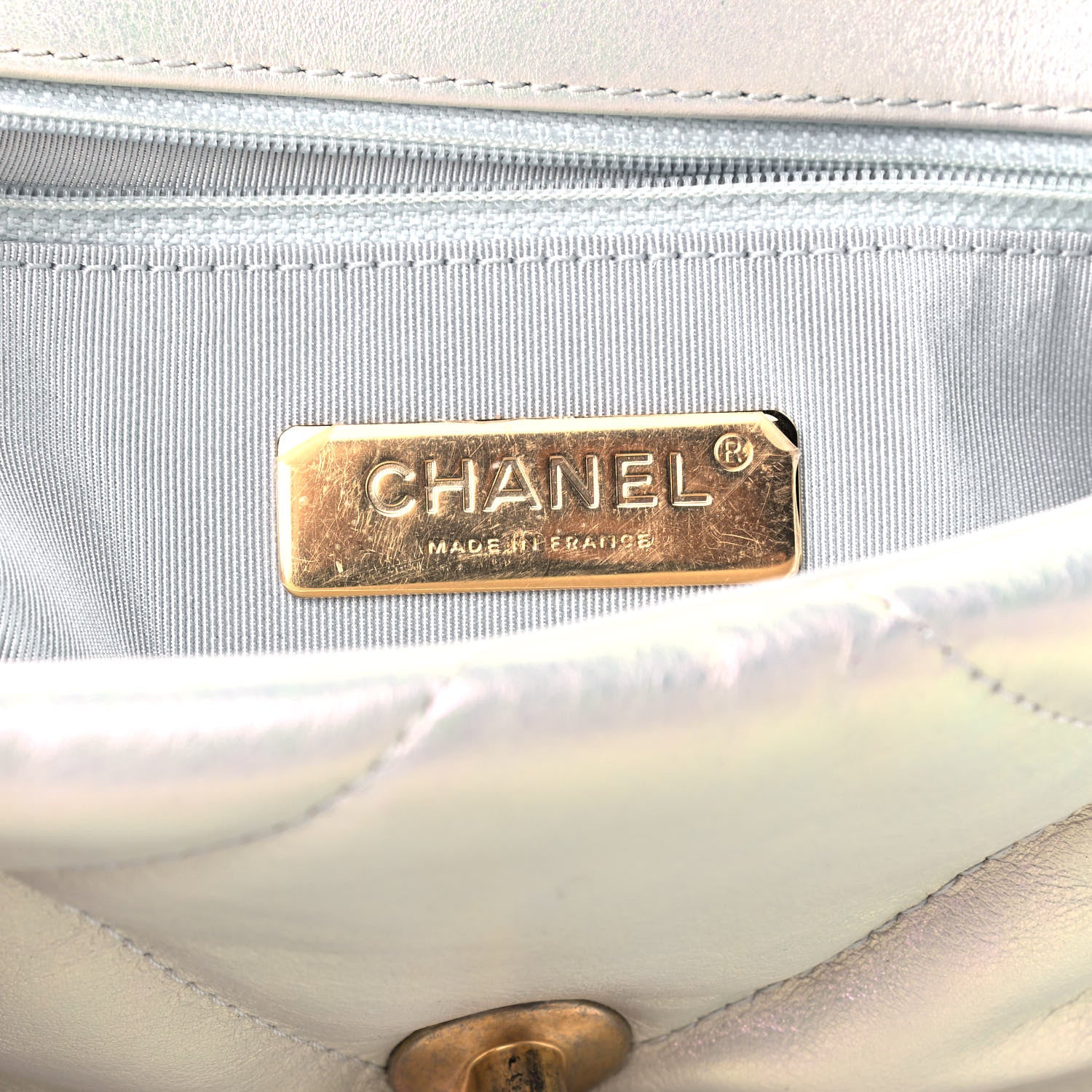Chanel Iridescent Calfskin Quilted Medium Chanel 19 Flap White 6 of 12