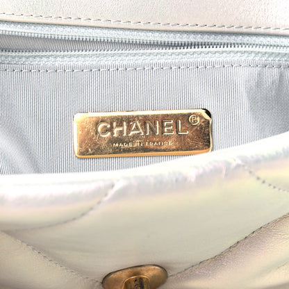Chanel Iridescent Calfskin Quilted Medium Chanel 19 Flap White 6 of 12