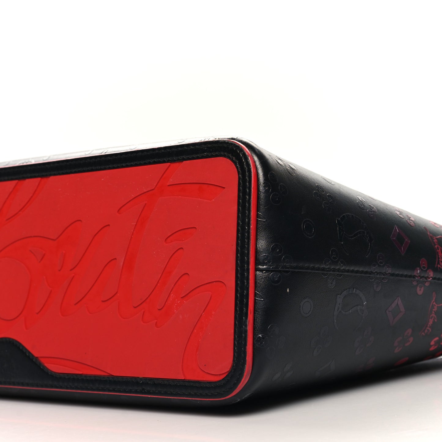 Perforated Calfskin Degrade Loubinthesky East West Cabata Tote Black Red