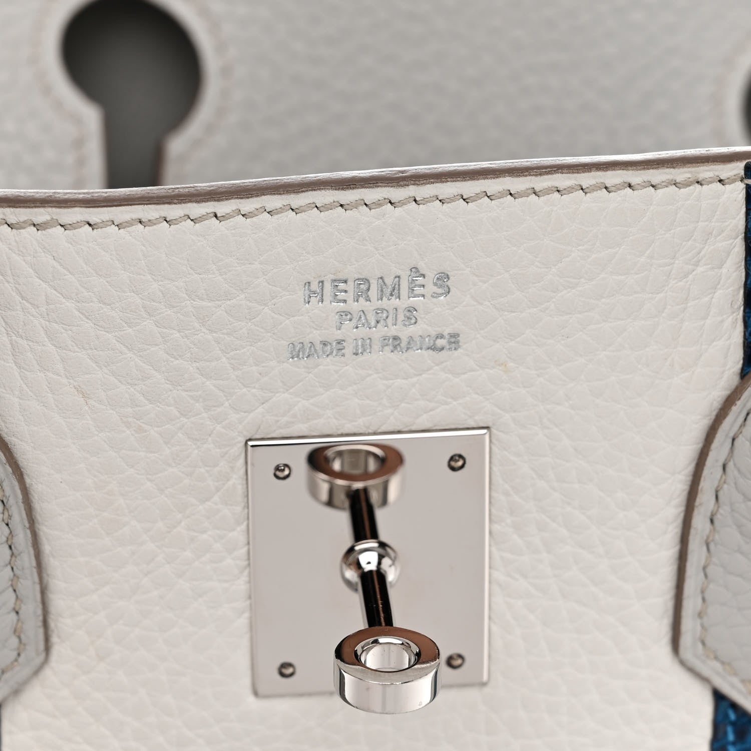 Hermes Taurillon Clemence Lizard Club Birkin 35 Gris Perle White Mykonos 7 of 11