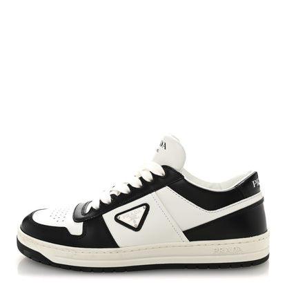 Prada Vitello Sport Spazzolato Rois Triangle Logo Womens Downtown Low Top 30mm Sneakers 39.5 White Black 1 of 10