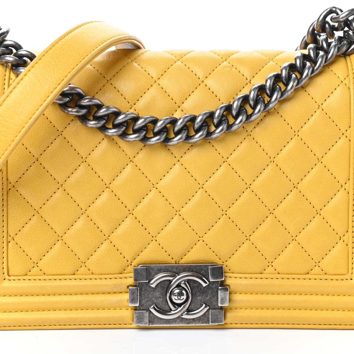 Chanel Calfskin Quilted Medium Boy Flap Yellow 8 of 10