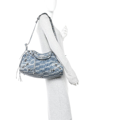 Balenciaga Denim BB Monogram Neo Cagole City Handbag Blue 2 of 17