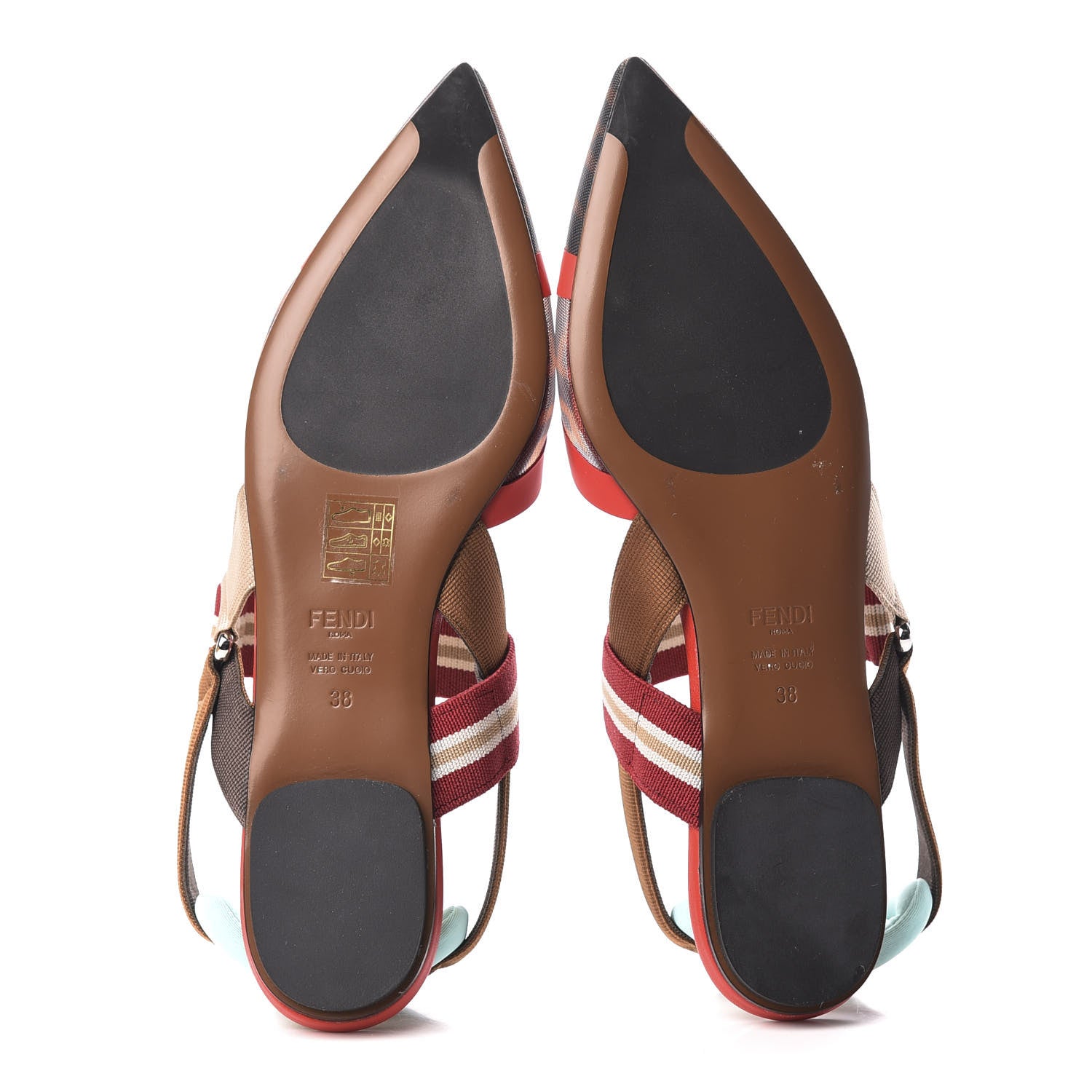 Fendi Technical Mesh FF Colibri Slingback Ballerina Flats 38 Tobacco Moro Cipria Papavero 5 of 8
