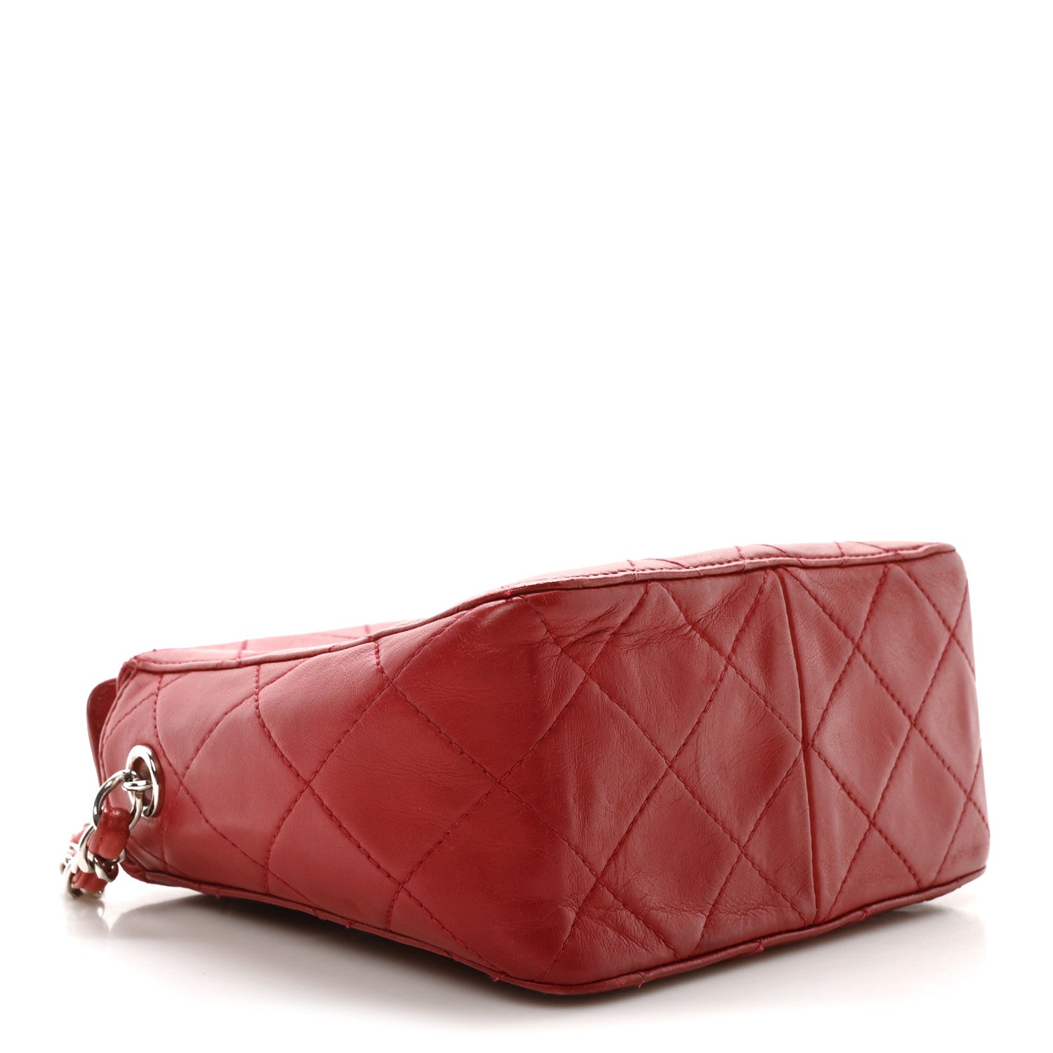 Chanel Lambskin Quilted Square Chain Bag Red 4 of 11