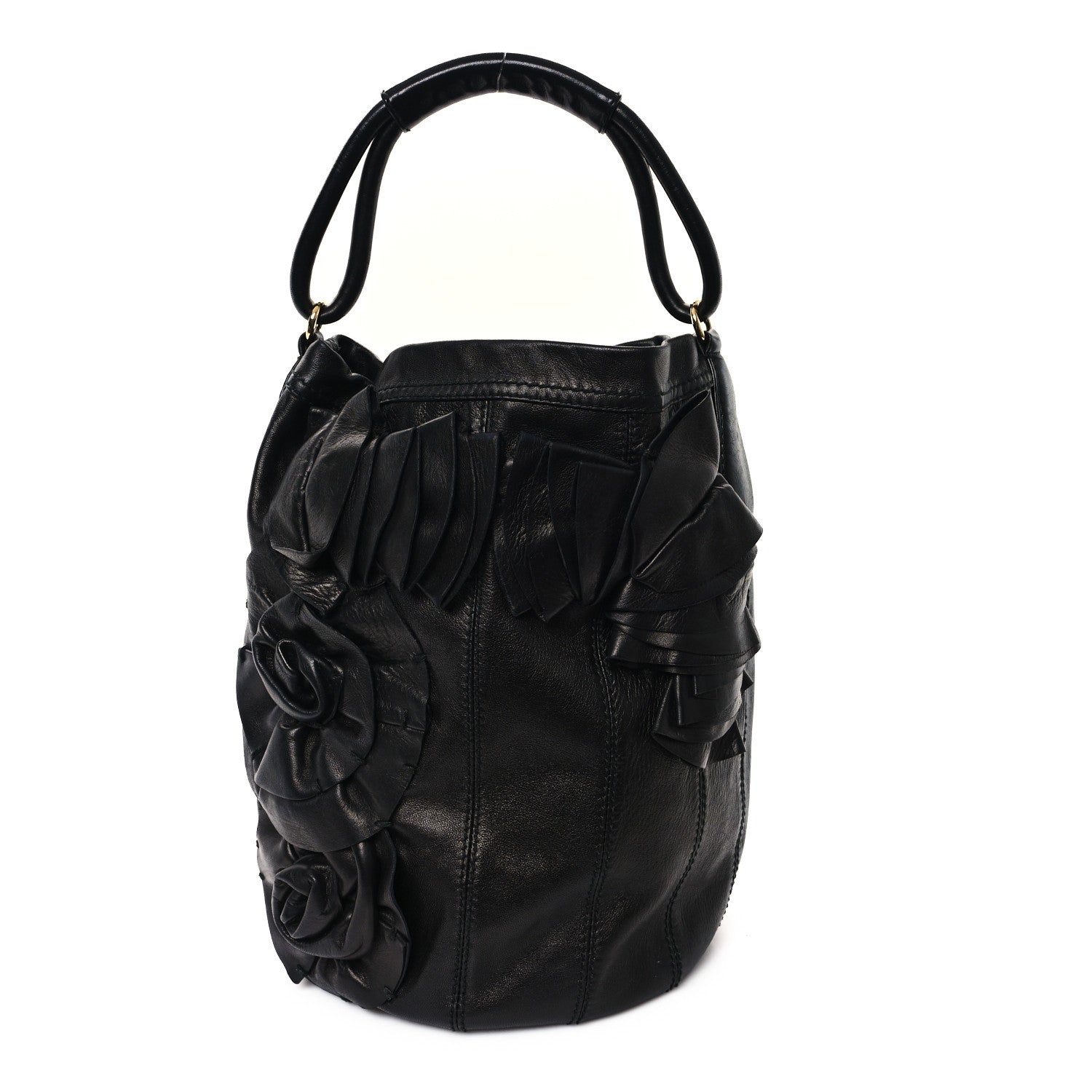 Valentino Garavani Nappa Rosette Bucket Bag Black 1 of 11