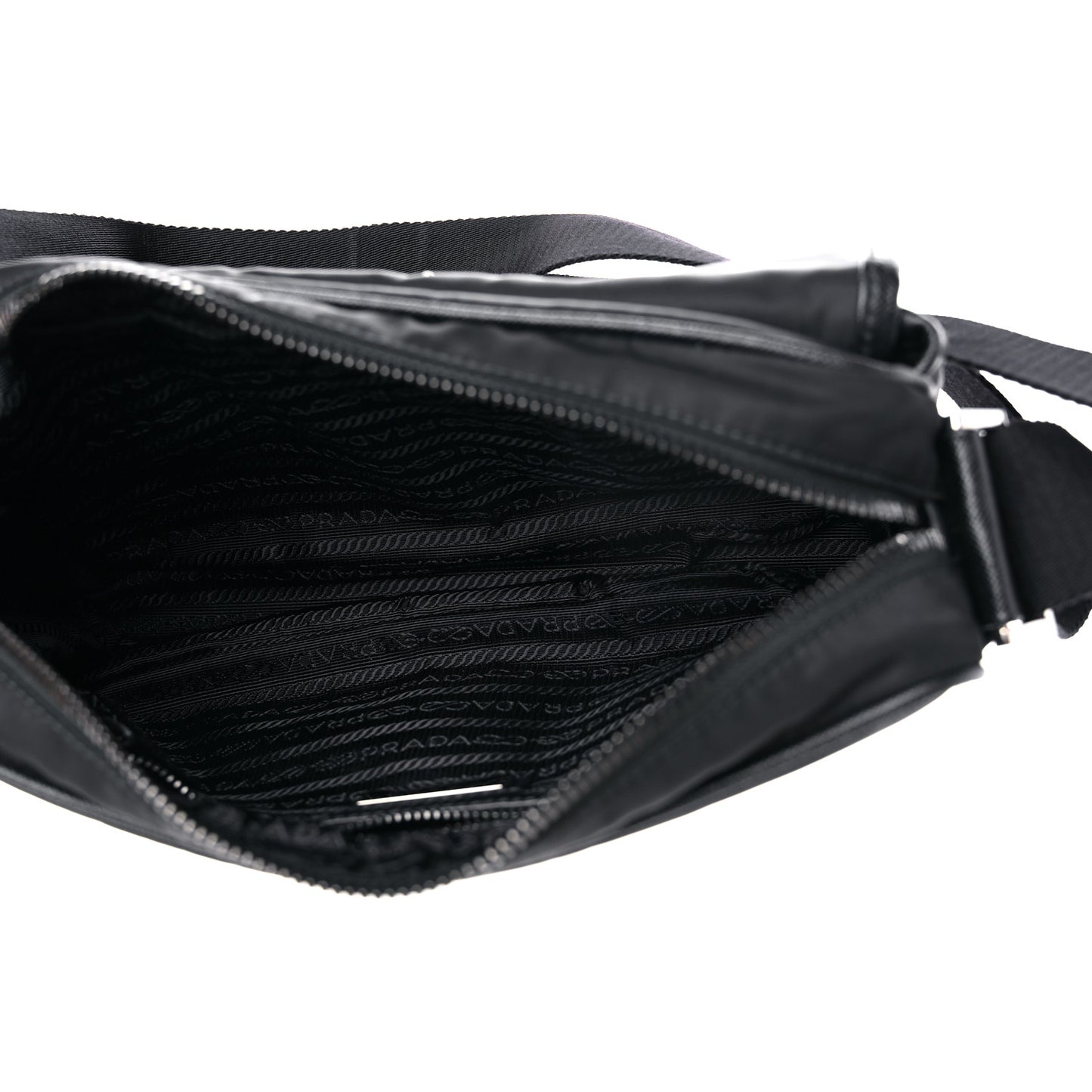 Tessuto Nylon Saffiano Single Snap Buckle Messenger Flap Bag Black