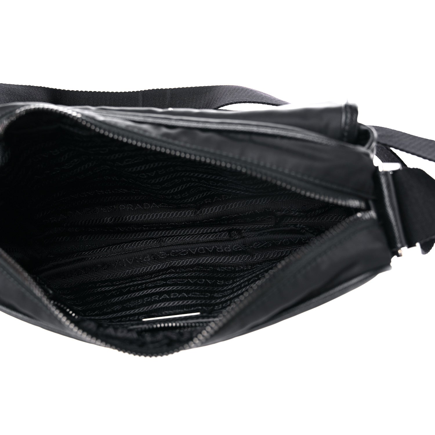 Prada Tessuto Nylon Saffiano Single Snap Buckle Messenger Flap Bag Black 5 of 8