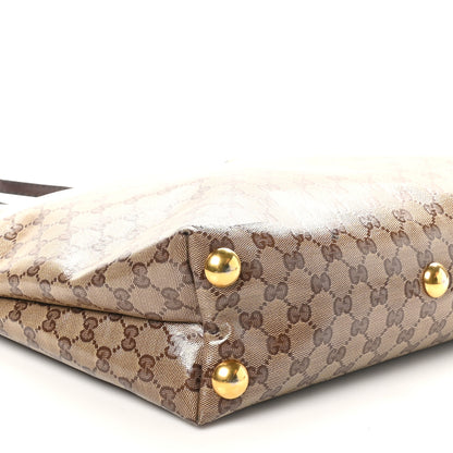Gucci Crystal Monogram Large Babouska Vertical Shopping Tote Brown 9 of 12