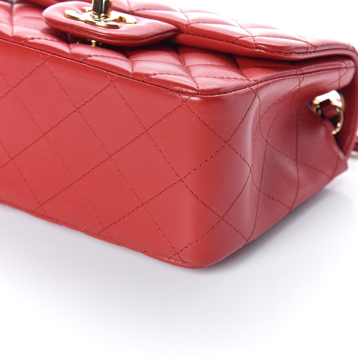 Lambskin Quilted Mini Square Flap Red